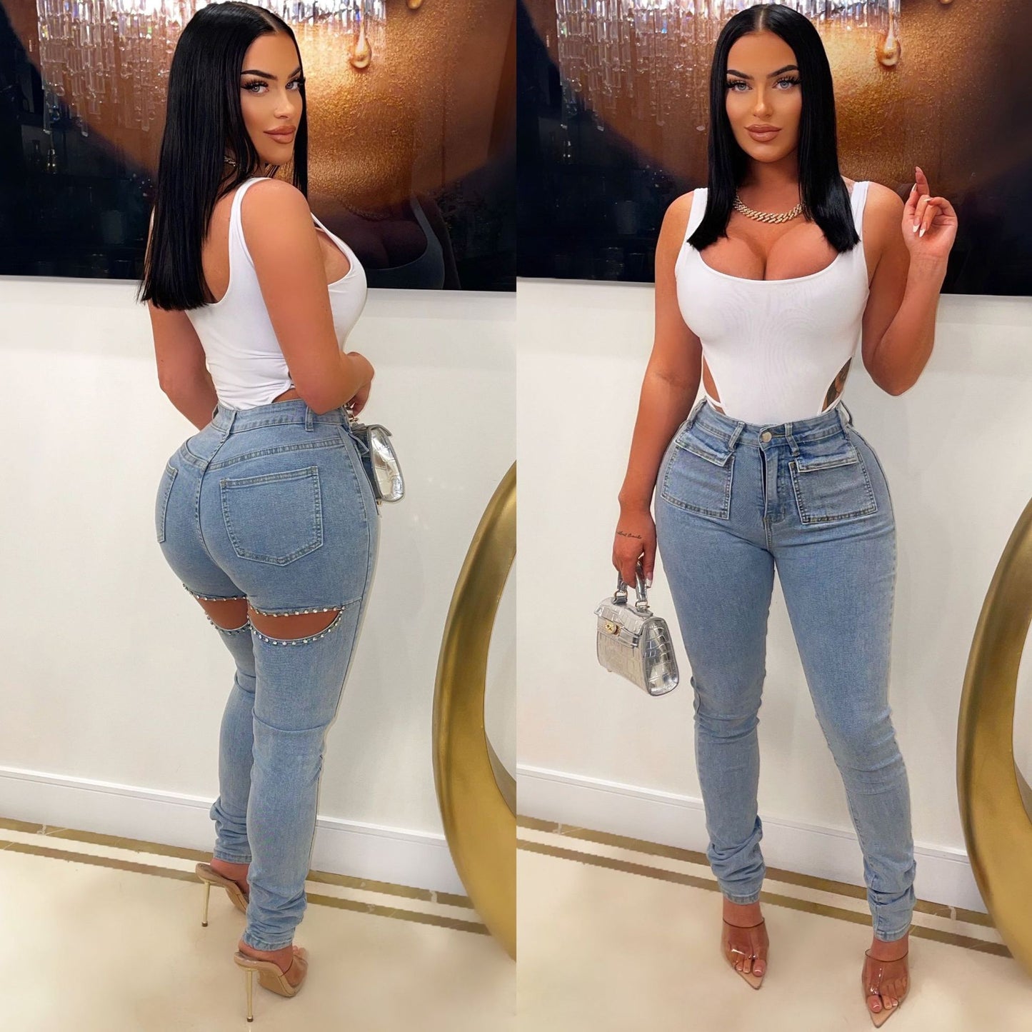 Slim fit casual and skinny jeans.