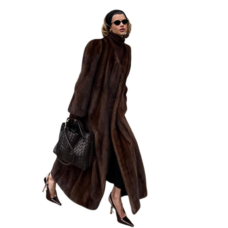Elegant and sophisticated long faux fur coat