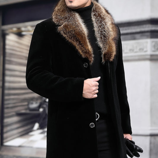 Coat With A Contrasting Fur-trimmed Wool Collar
