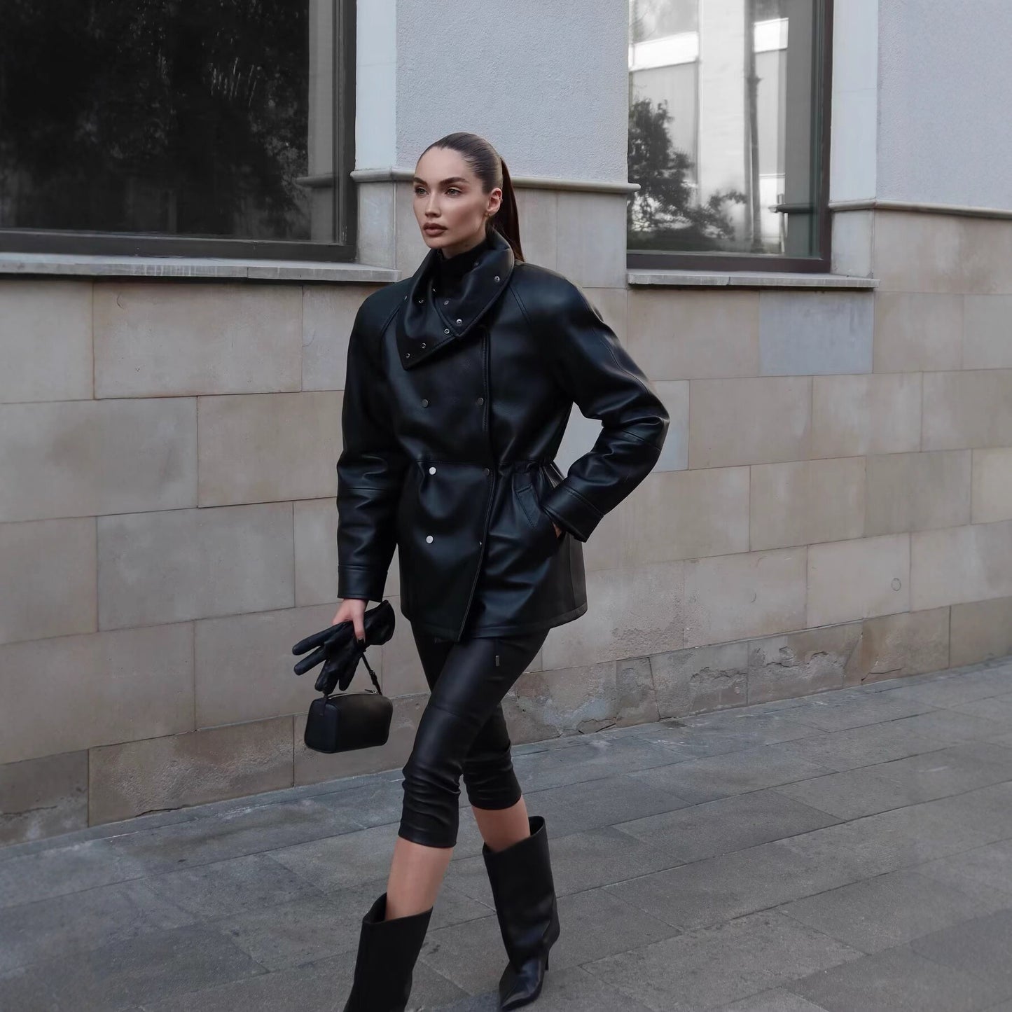 Black leather jacket