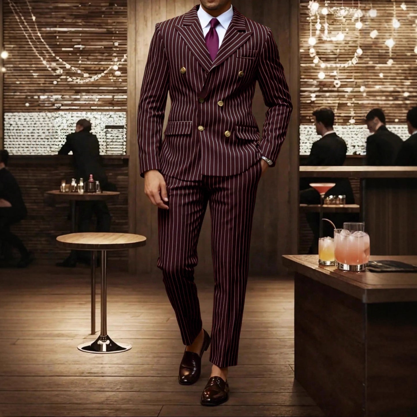 Mens Striped Business Suit Set