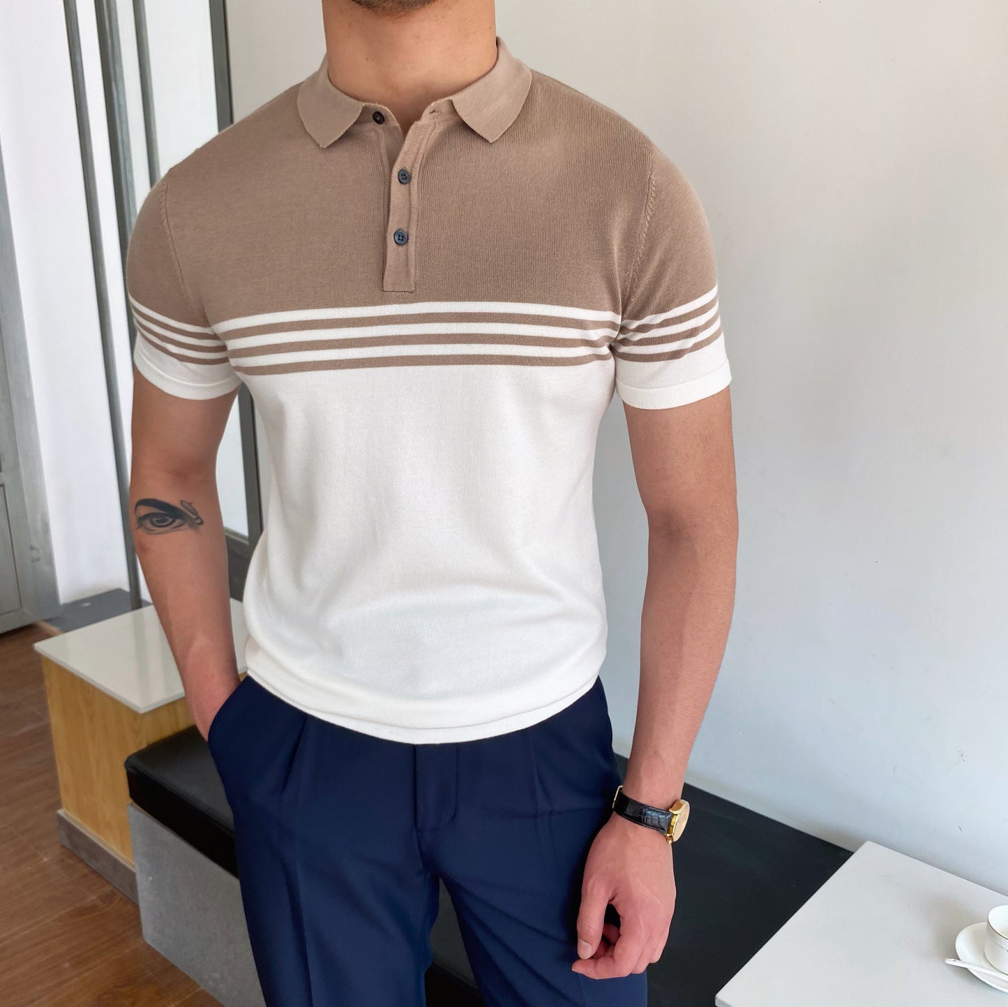 Casual Striped Thin Short-sleeved Shirt