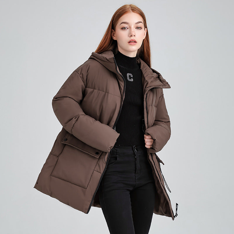 Elegant and padded cotton jacket with a hood