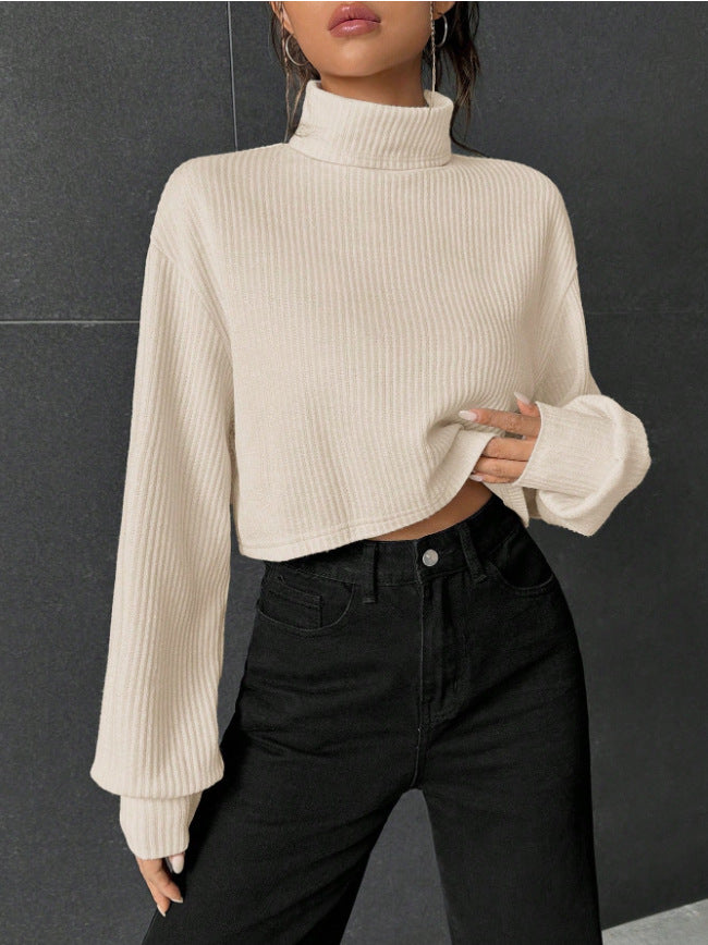 Stylish Casual Long-sleeve Solid-color Stand-up Collar
