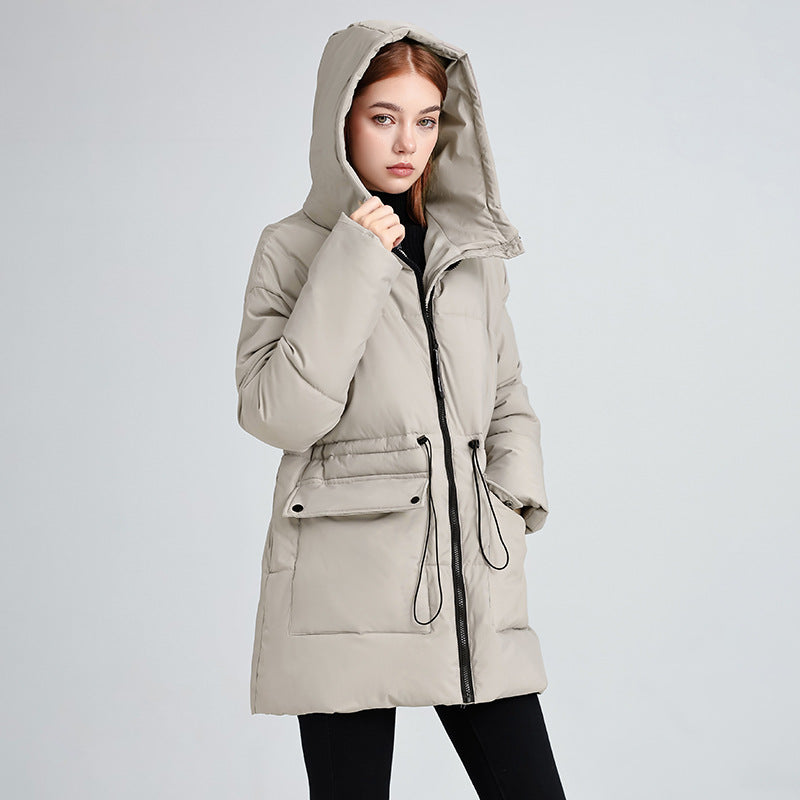 Elegant and padded cotton jacket with a hood