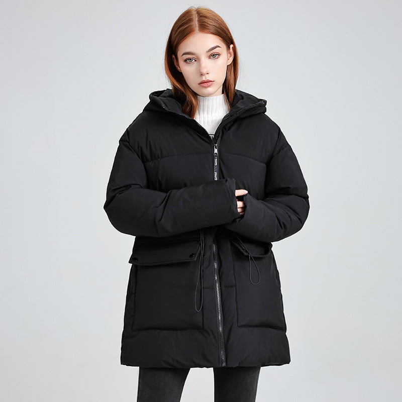 Elegant and padded cotton jacket with a hood