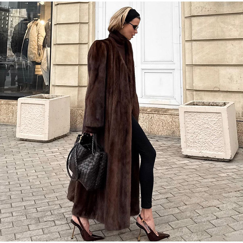 Elegant and sophisticated long faux fur coat