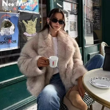 Women's clothing with a faux fur top