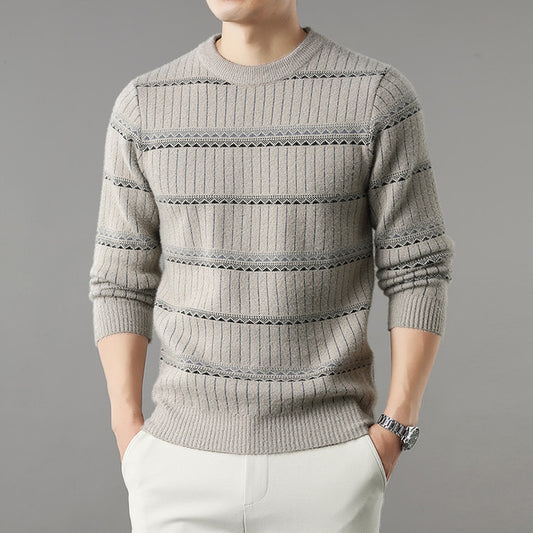 Thick knitted fleece-lined sweater.