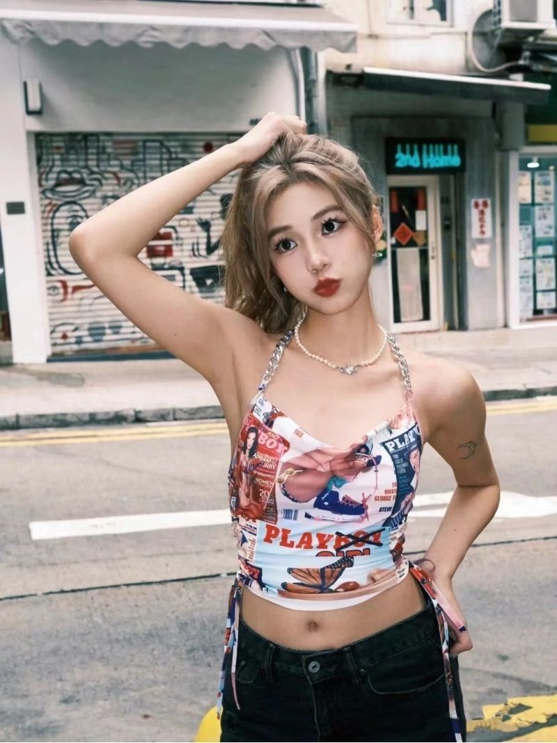 Sexy Playboy halter tank top, fitted and backless.