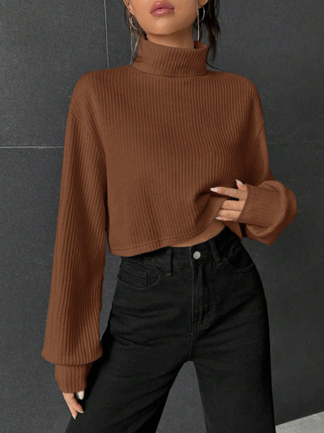 Stylish Casual Long-sleeve Solid-color Stand-up Collar