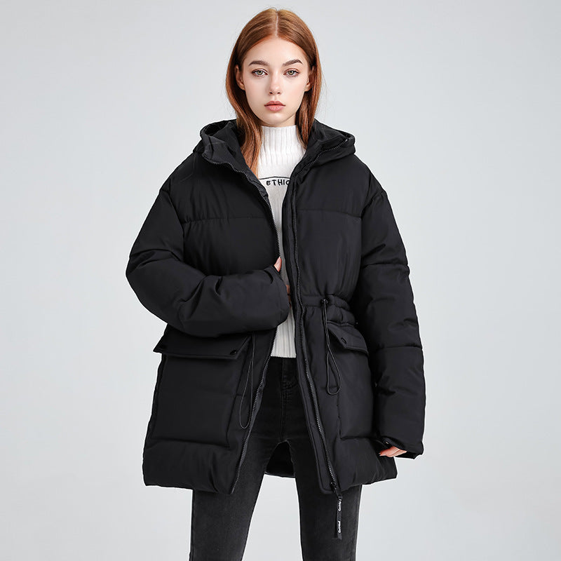Elegant and padded cotton jacket with a hood