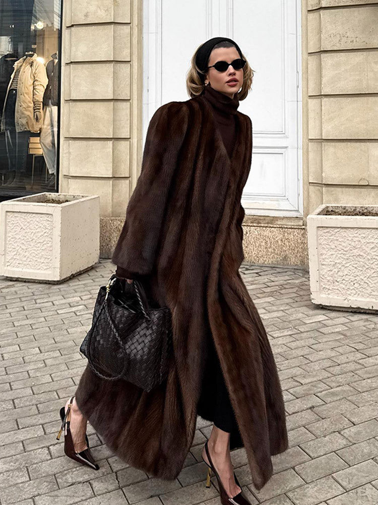 Elegant and sophisticated long faux fur coat
