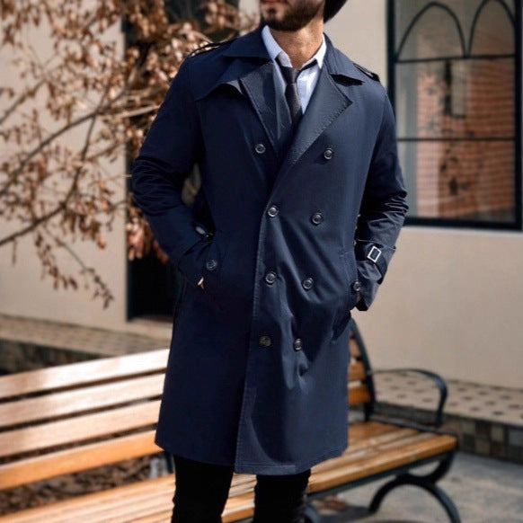 Mid-length Double-breasted Casual Trench Coat