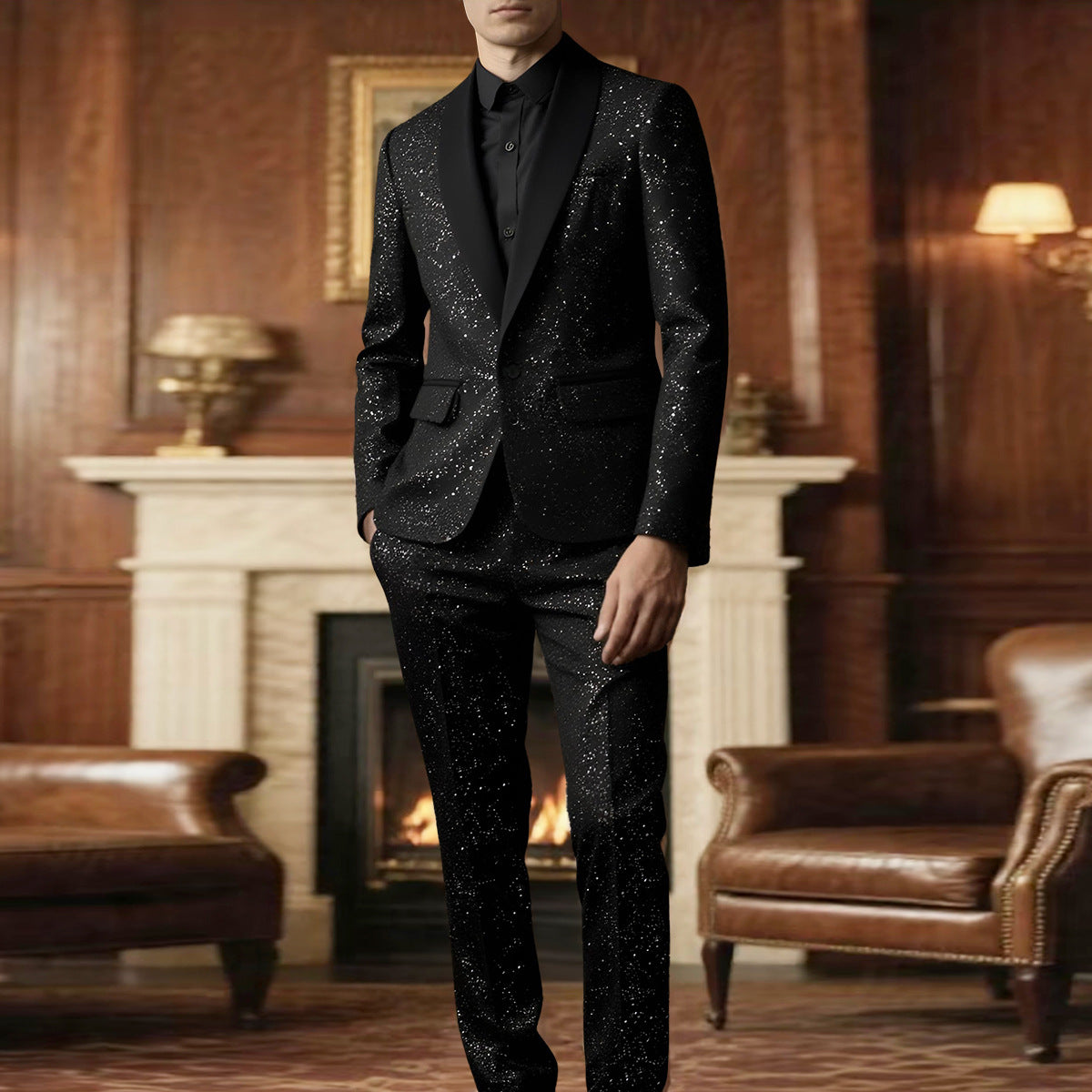 Shiny Suit Jacket And Pants Set