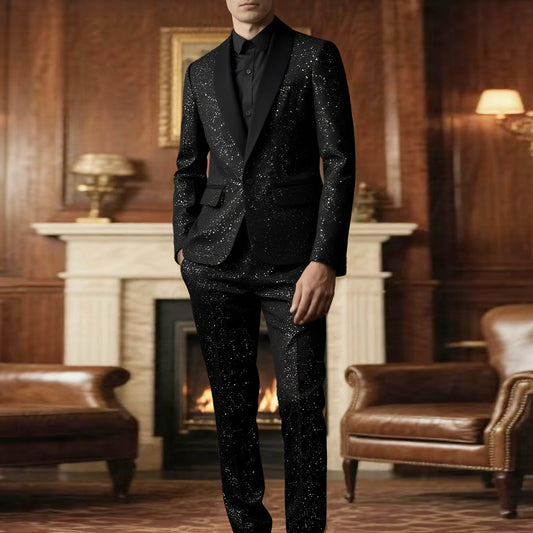 Shiny Suit Jacket And Pants Set