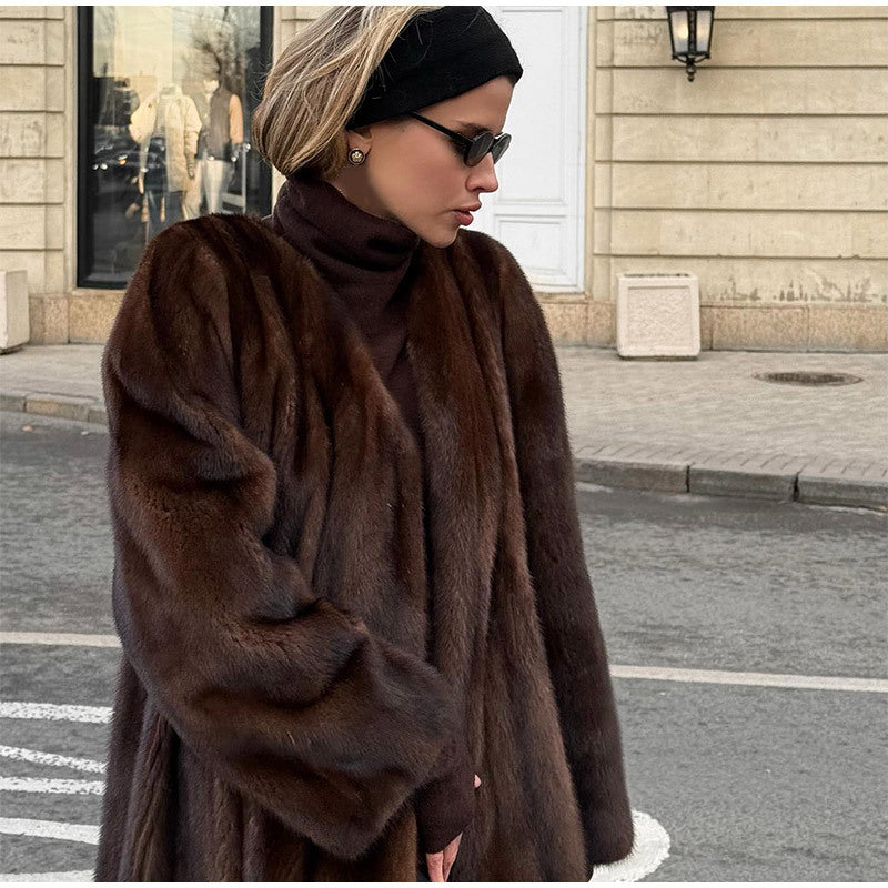 Elegant and sophisticated long faux fur coat