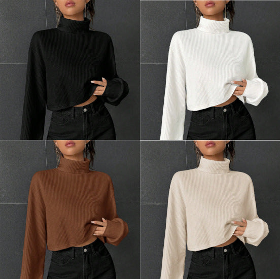 Stylish Casual Long-sleeve Solid-color Stand-up Collar