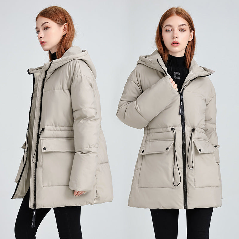 Elegant and padded cotton jacket with a hood