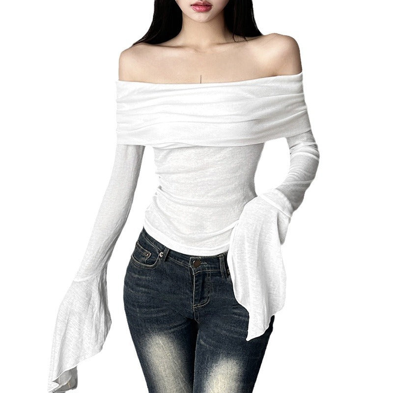 Solid-color Slim-fit Fashionable Long-sleeve Top