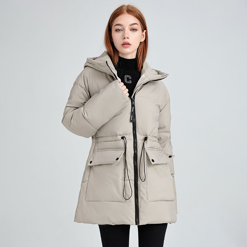 Elegant and padded cotton jacket with a hood